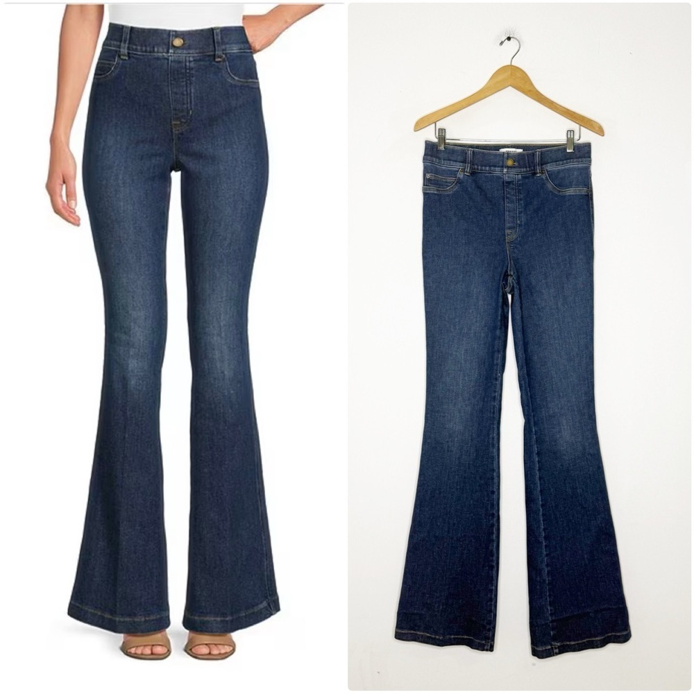 Spanx Flare Jeans Pull-On Size Medium SPANXshape EveryWear Dark Wash 37” Inseam
